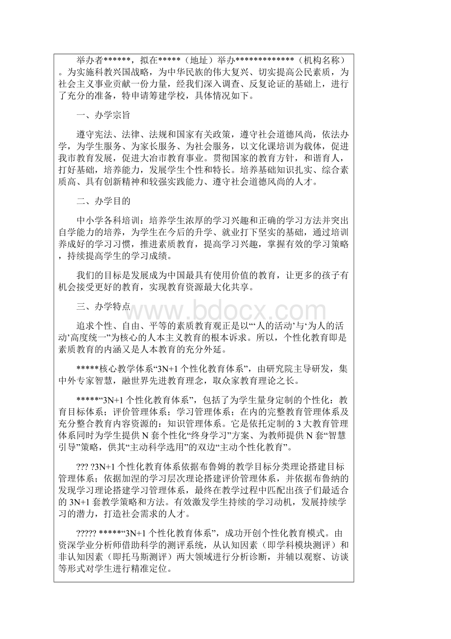 民办教育机构申报材料模板Word下载.docx_第2页