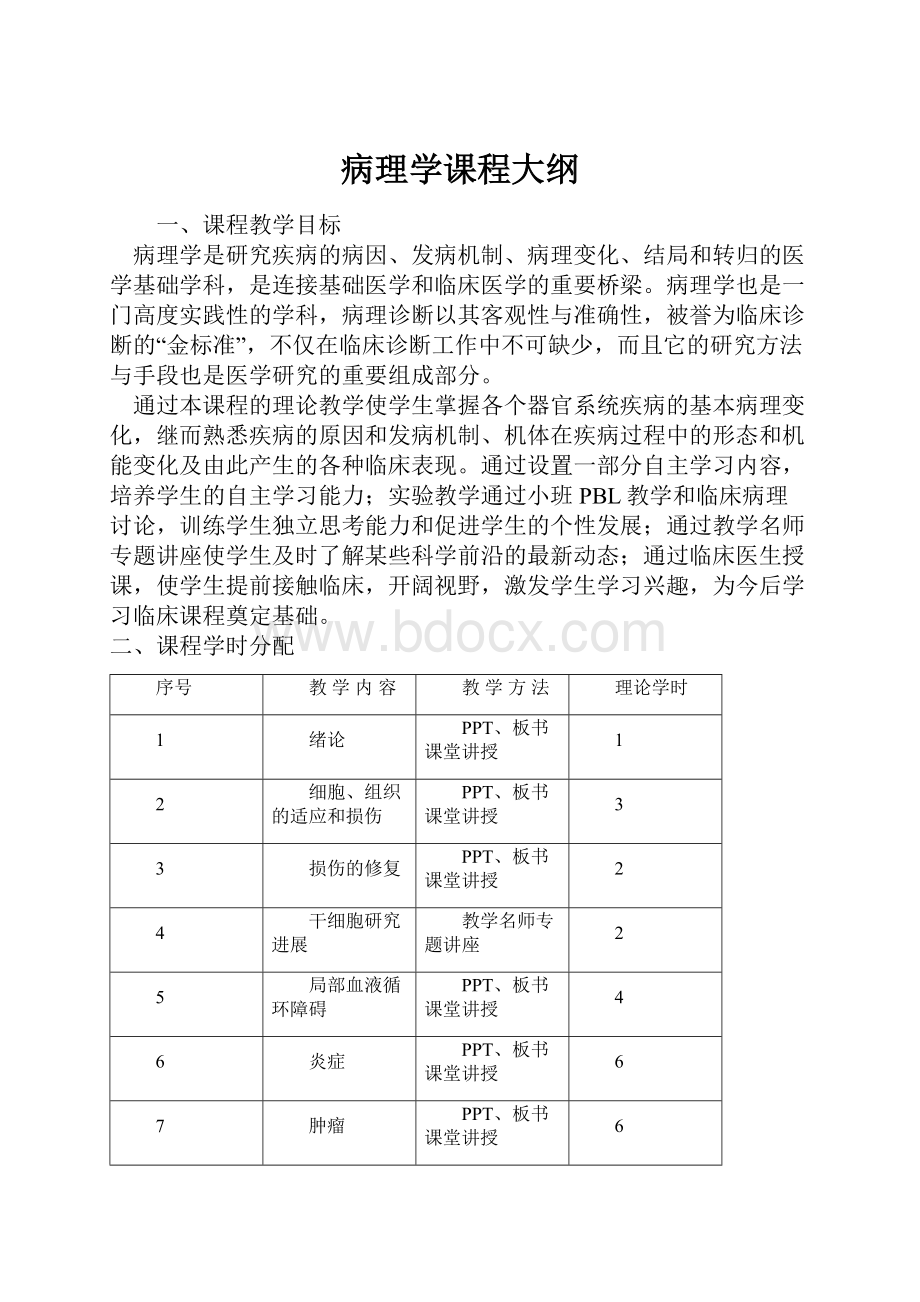 病理学课程大纲Word下载.docx_第1页