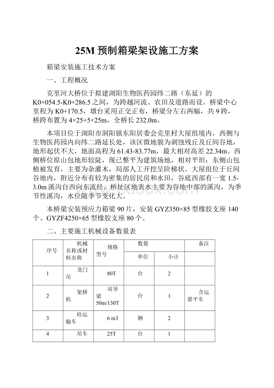 25M预制箱梁架设施工方案.docx