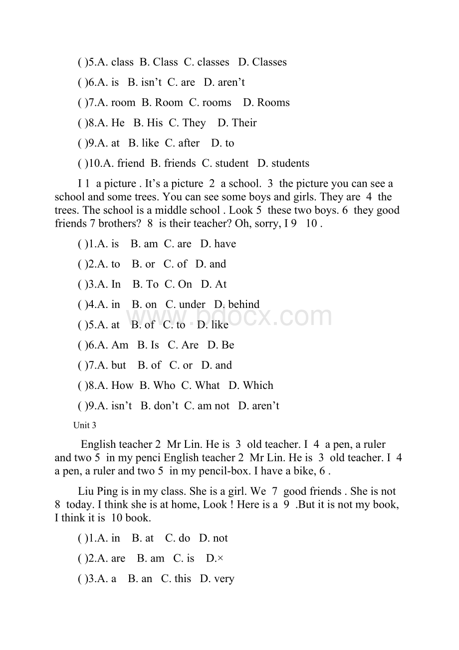 新六年级英语完形填空60篇含答案和讲解Word文档格式.docx_第2页