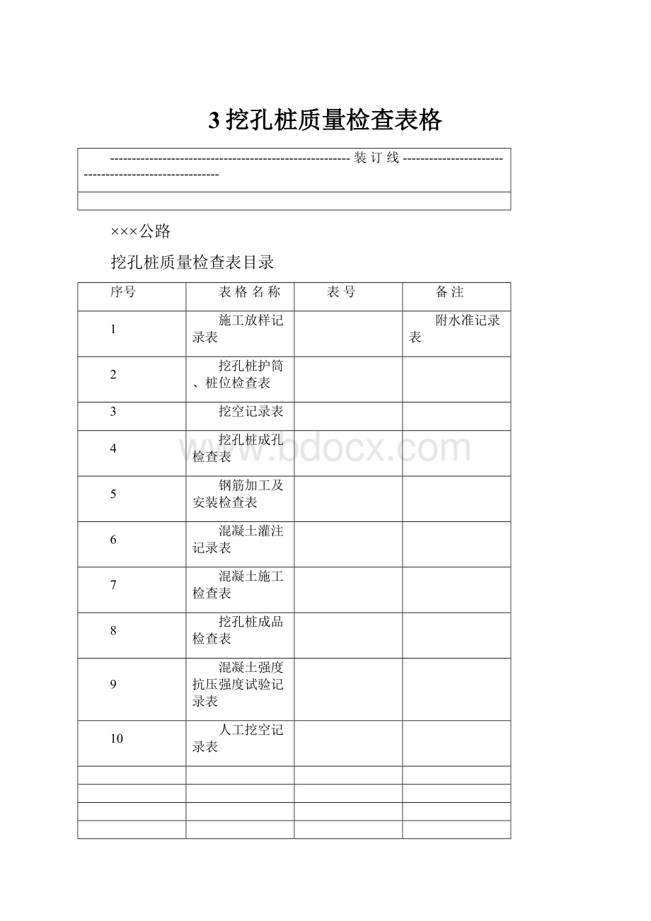 3挖孔桩质量检查表格.docx_第1页