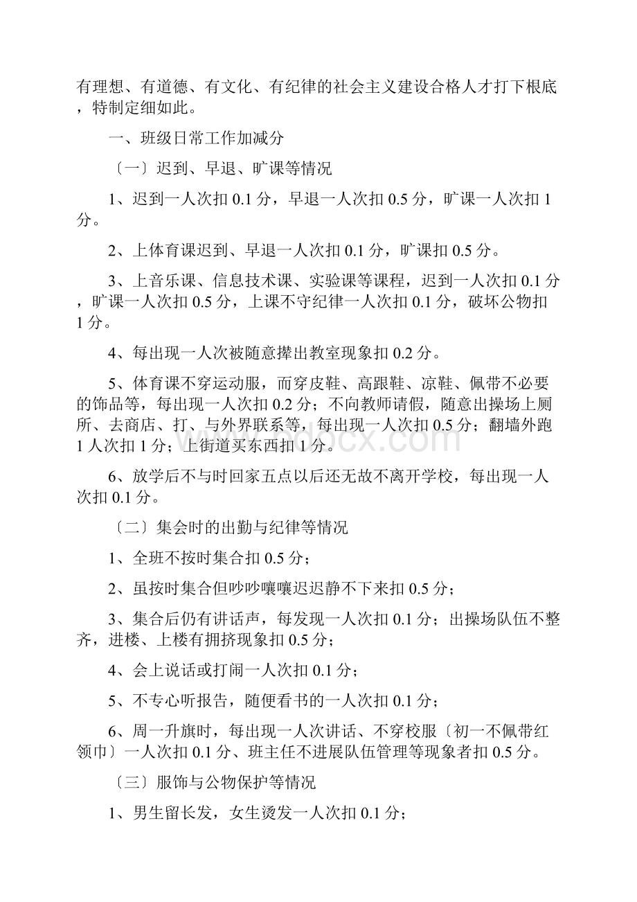 小学优秀班级考核方案量化考核评分细则班级考核表.docx_第3页