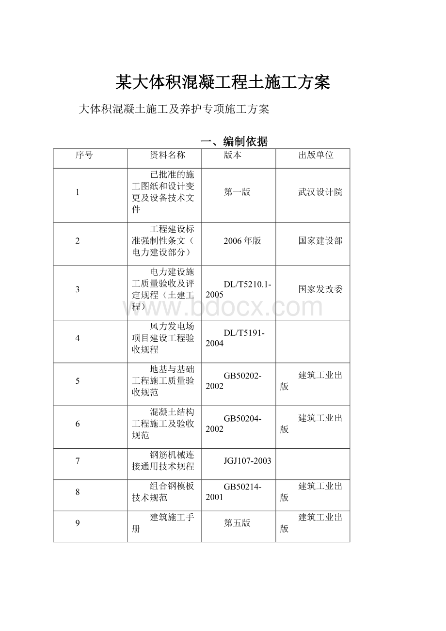 某大体积混凝工程土施工方案.docx