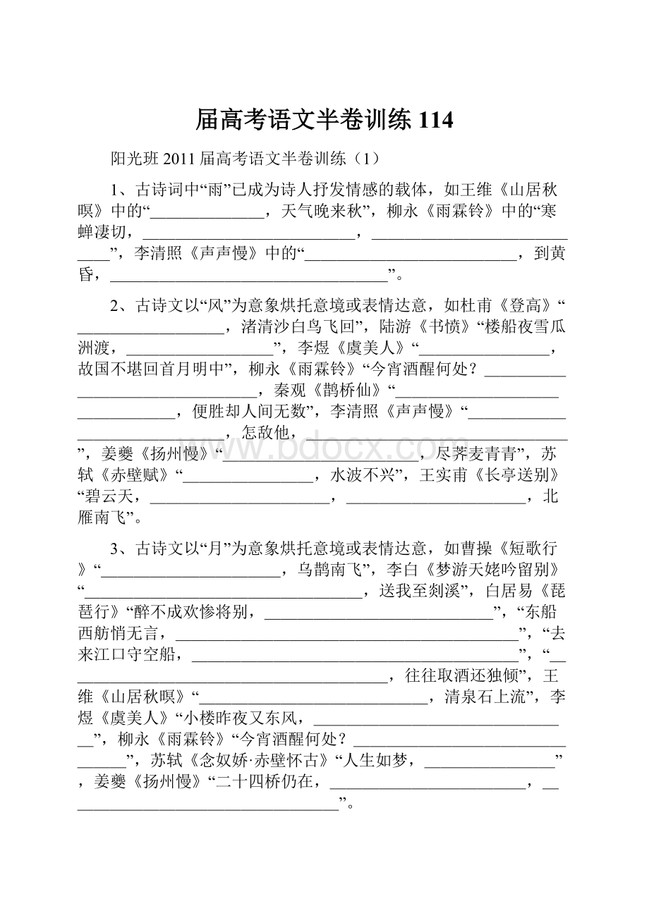 届高考语文半卷训练114文档格式.docx