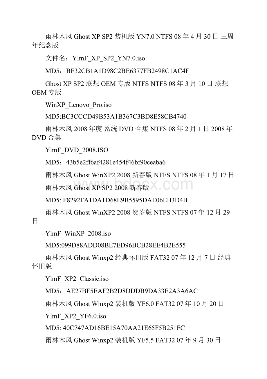 雨林木风各个版本系统MD5校对信息.docx_第2页