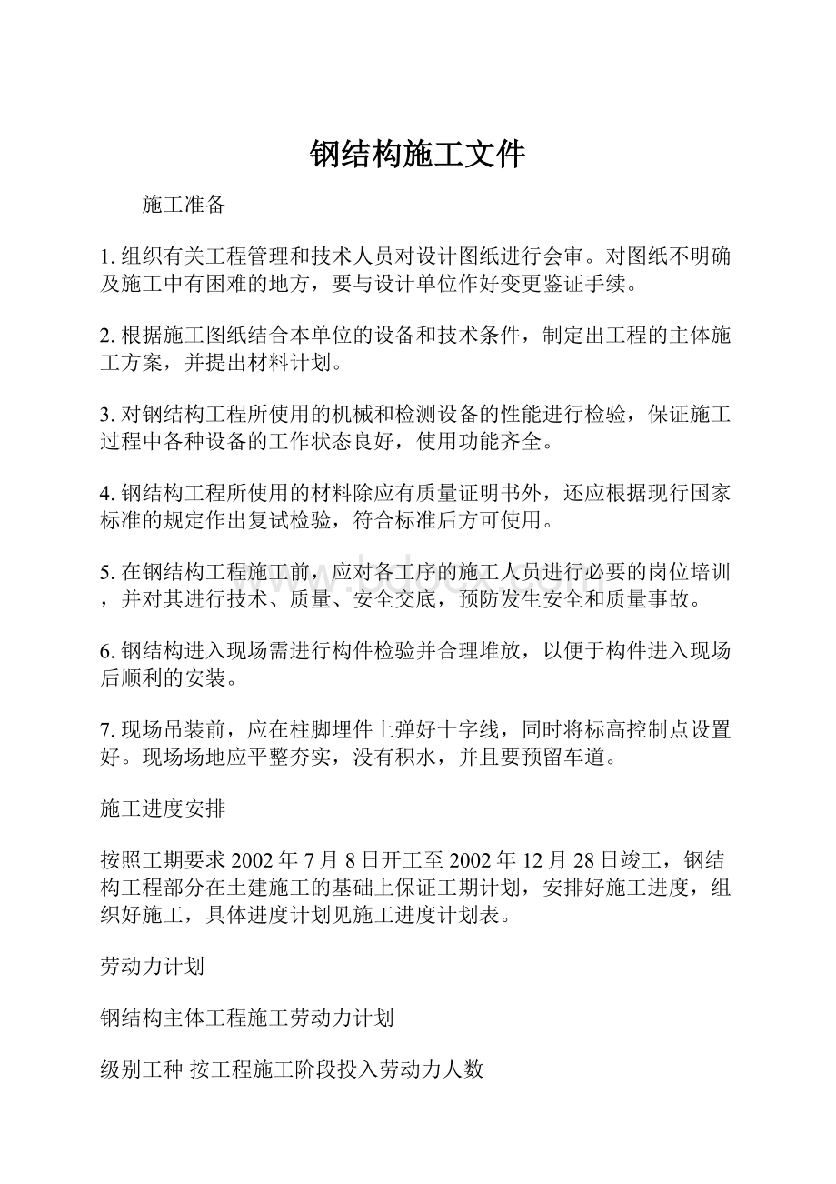 钢结构施工文件Word文档格式.docx