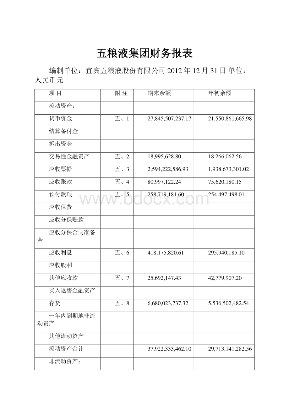 五粮液集团财务报表.docx_第1页