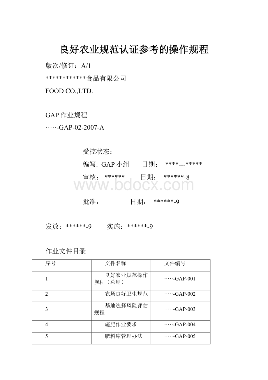 良好农业规范认证参考的操作规程.docx