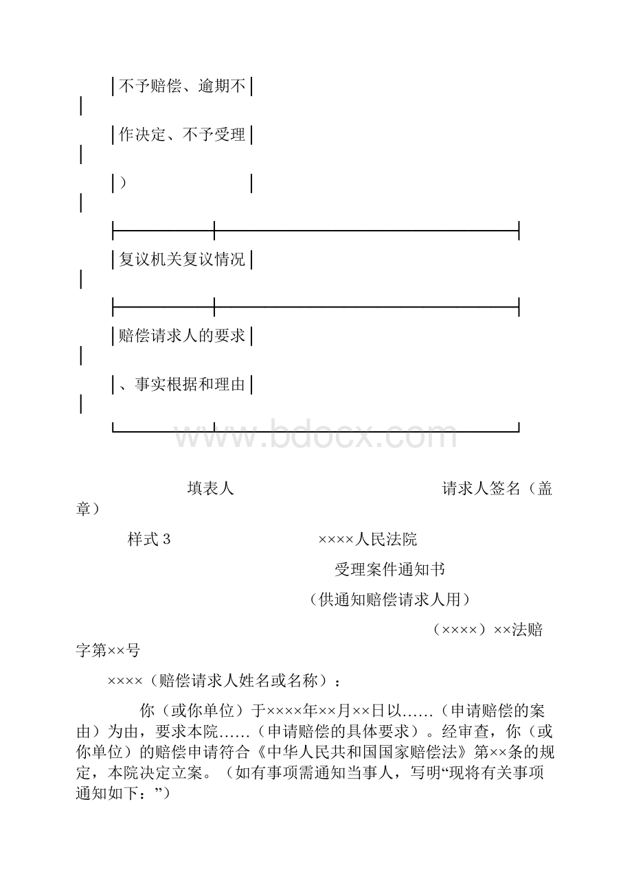 国家赔偿案件文书样式试行Word文档下载推荐.docx_第3页