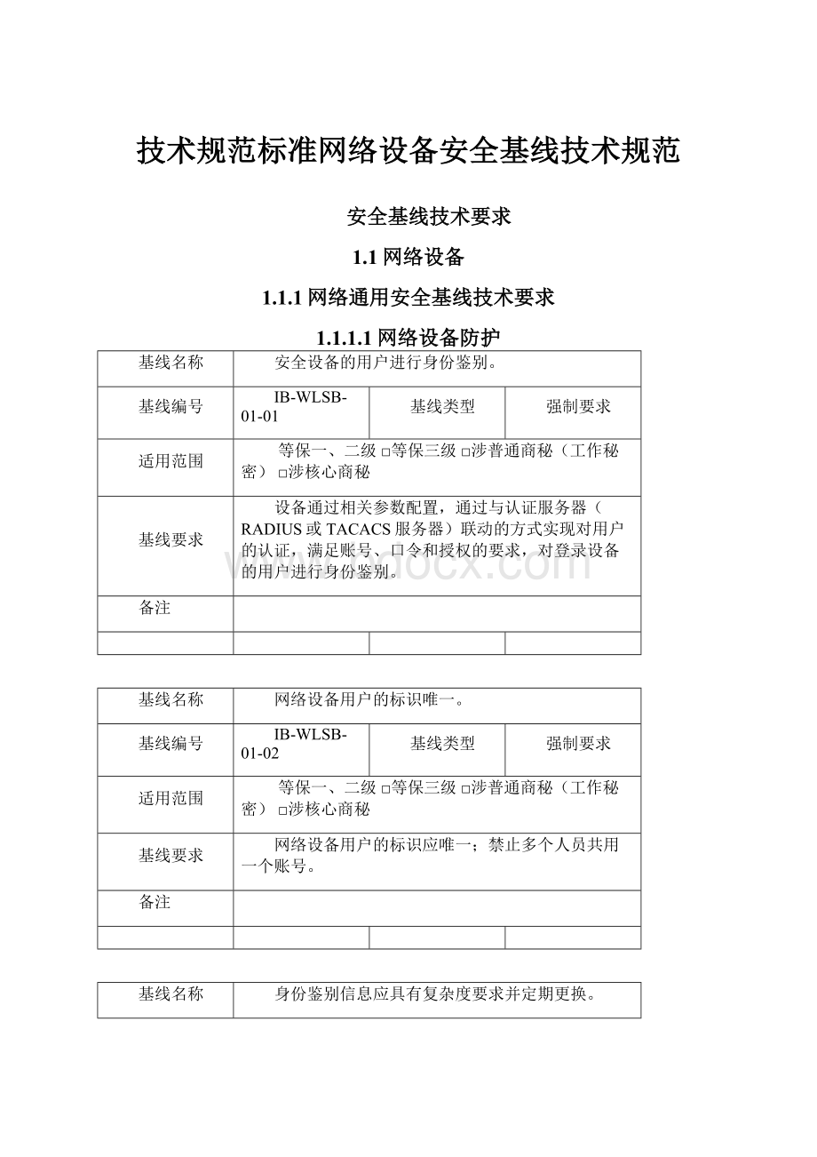 技术规范标准网络设备安全基线技术规范.docx