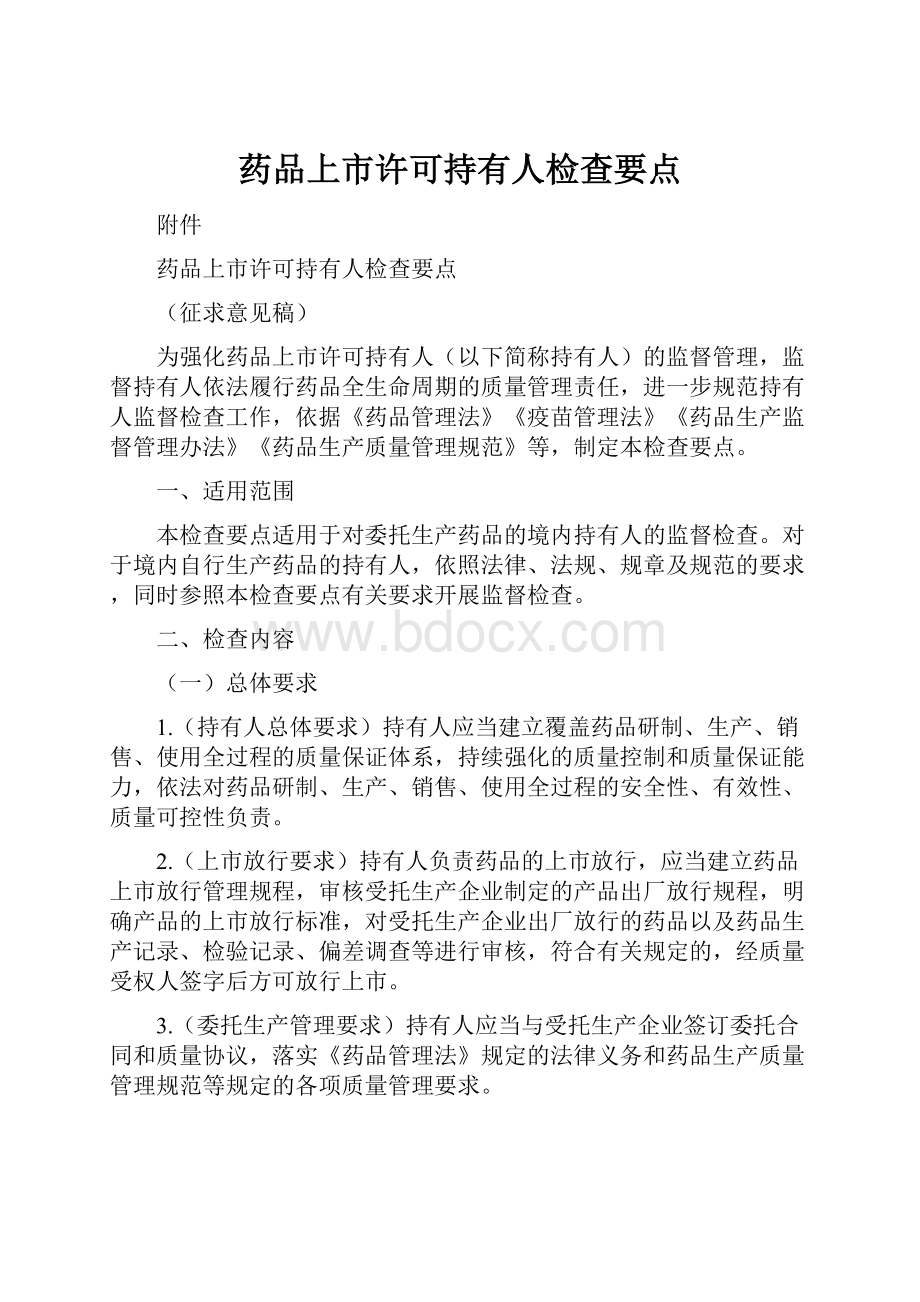 药品上市许可持有人检查要点.docx_第1页