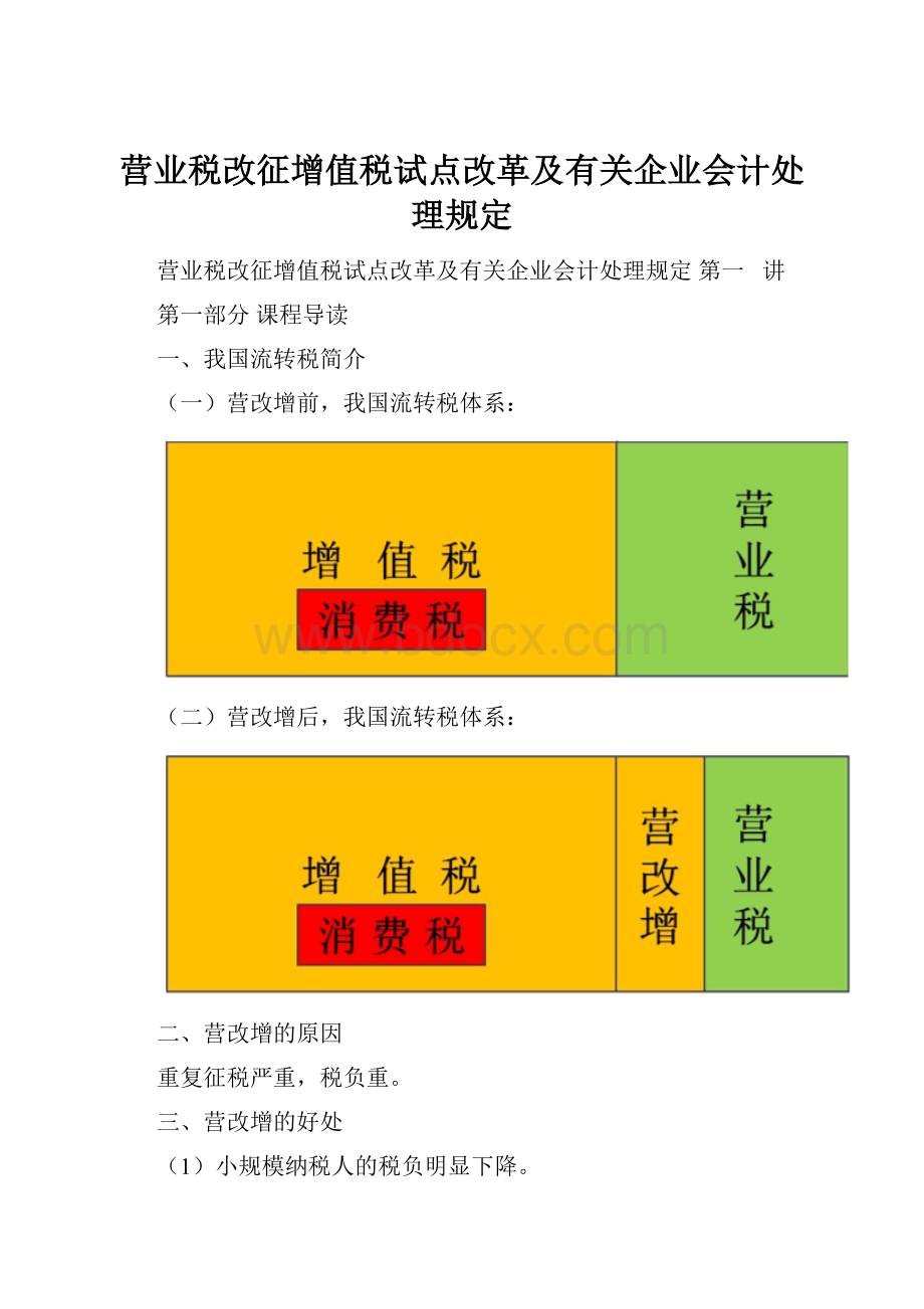 营业税改征增值税试点改革及有关企业会计处理规定.docx_第1页