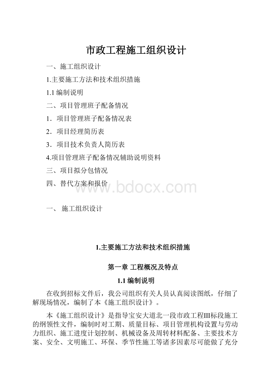 市政工程施工组织设计.docx