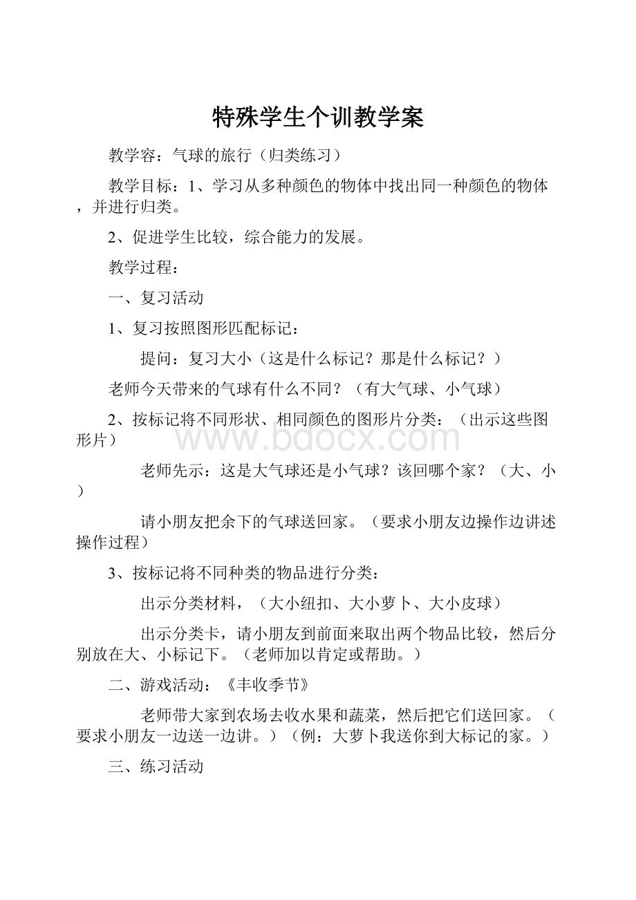 特殊学生个训教学案.docx