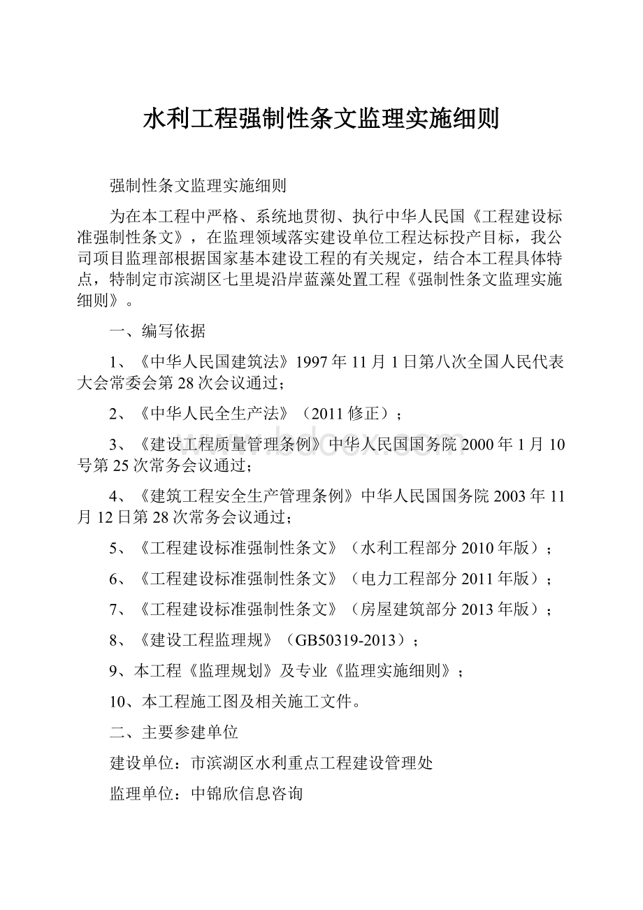 水利工程强制性条文监理实施细则.docx