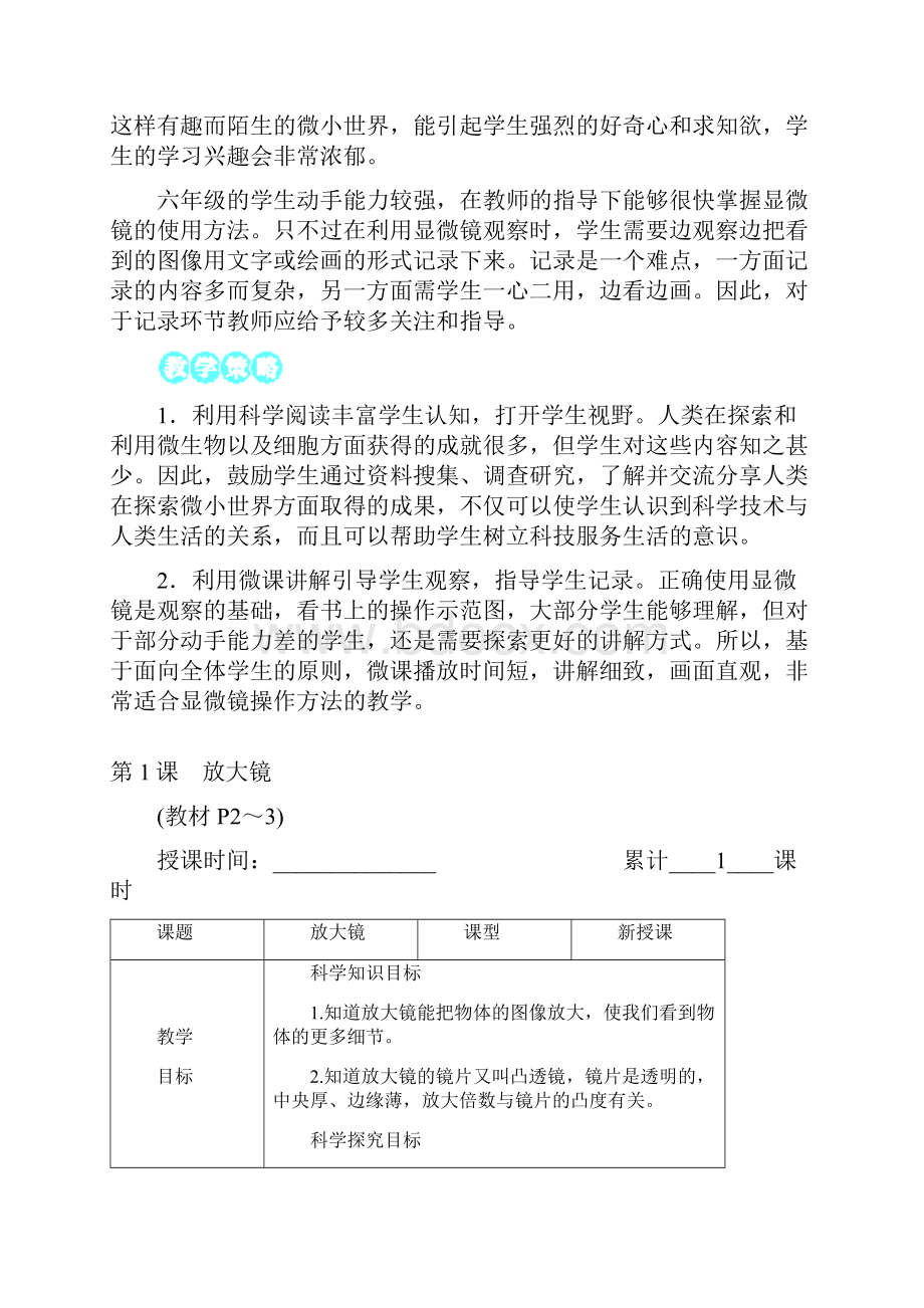 教科版科学六年级上册第一单元 第1课 放大镜 教案.docx_第2页