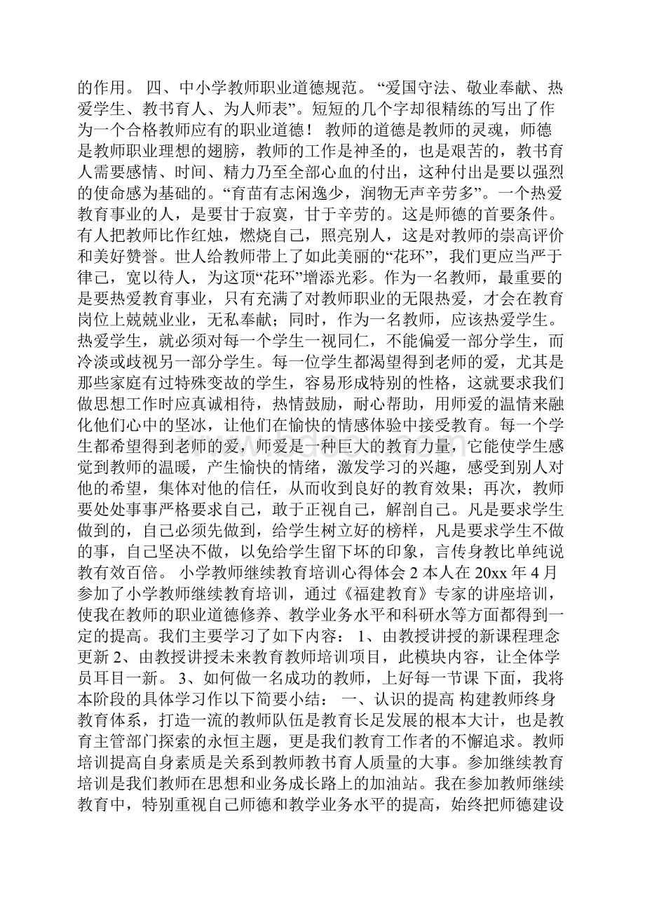 小学教师继续教育培训心得体会Word格式.docx_第2页