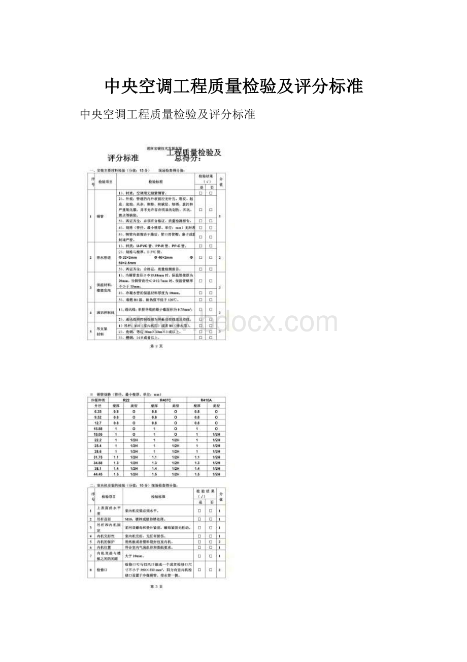 中央空调工程质量检验及评分标准.docx