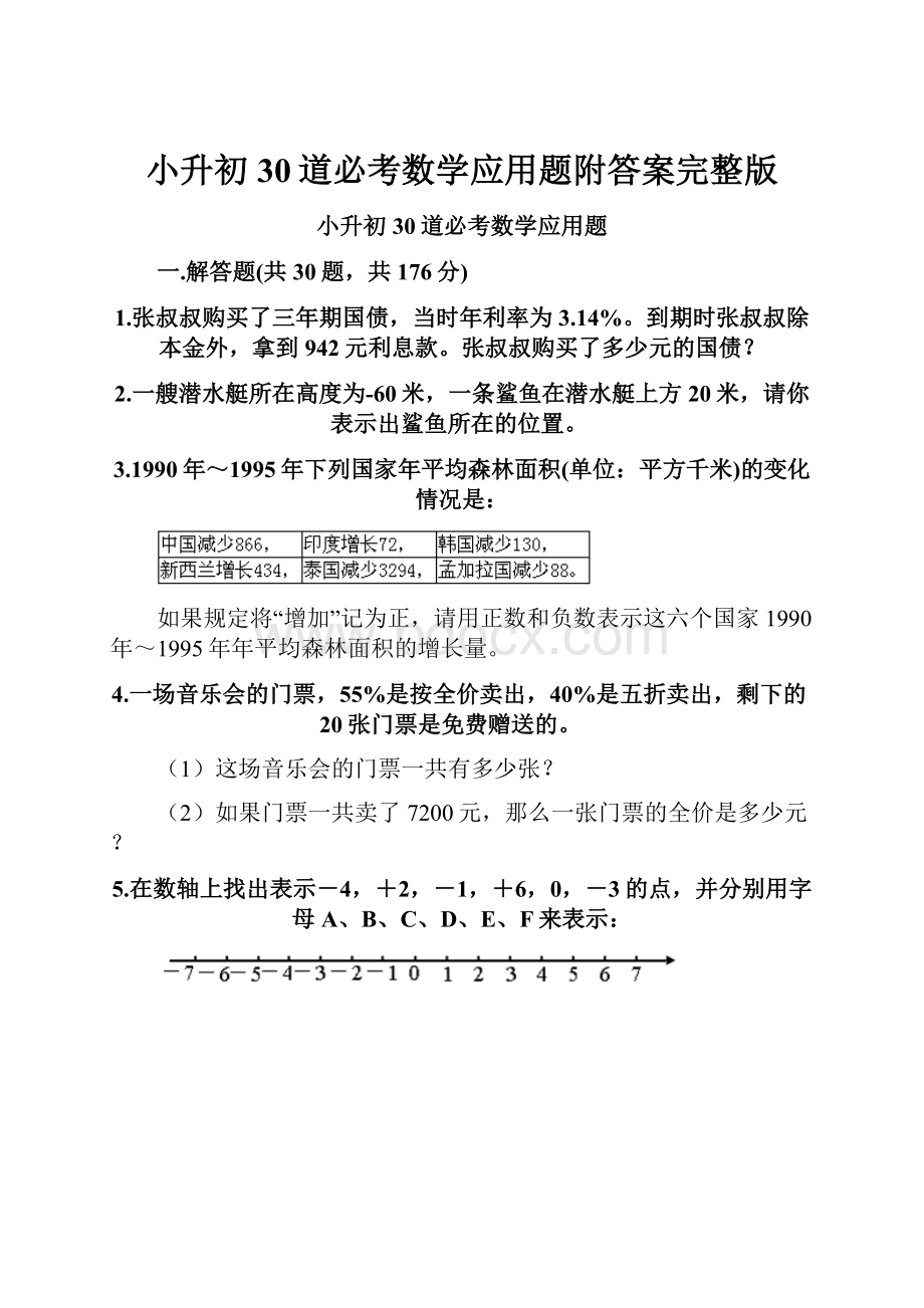 小升初30道必考数学应用题附答案完整版.docx_第1页