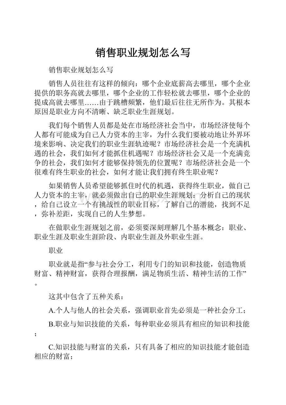 销售职业规划怎么写Word文件下载.docx