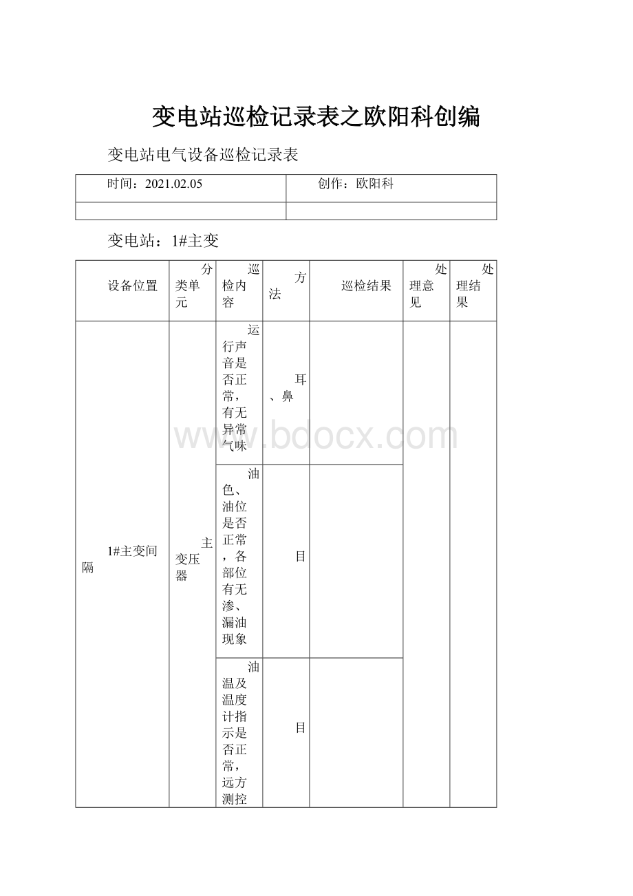 变电站巡检记录表之欧阳科创编文档格式.docx_第1页