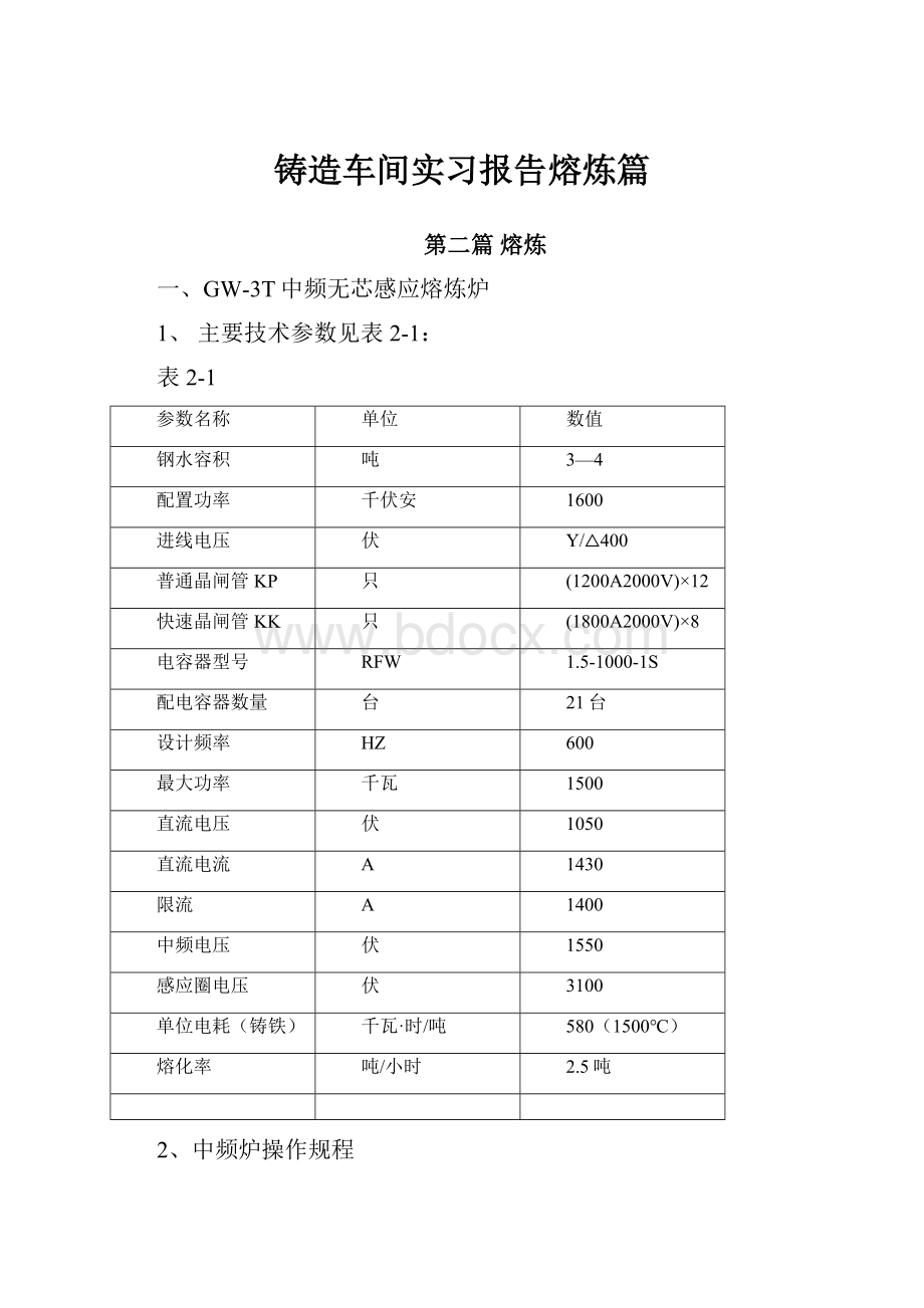 铸造车间实习报告熔炼篇.docx_第1页