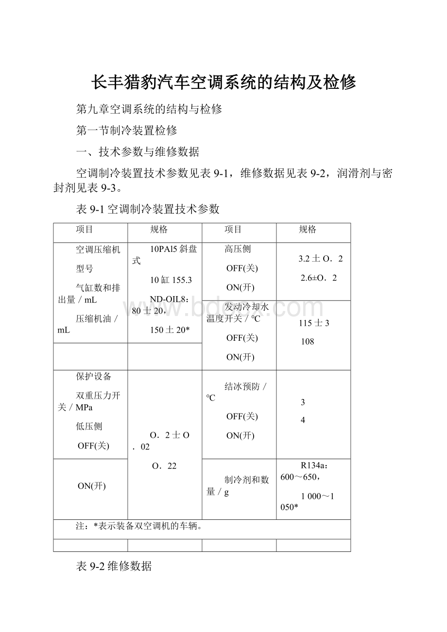 长丰猎豹汽车空调系统的结构及检修Word格式文档下载.docx