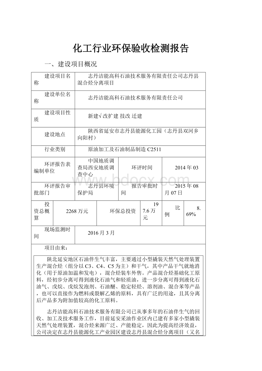 化工行业环保验收检测报告.docx_第1页