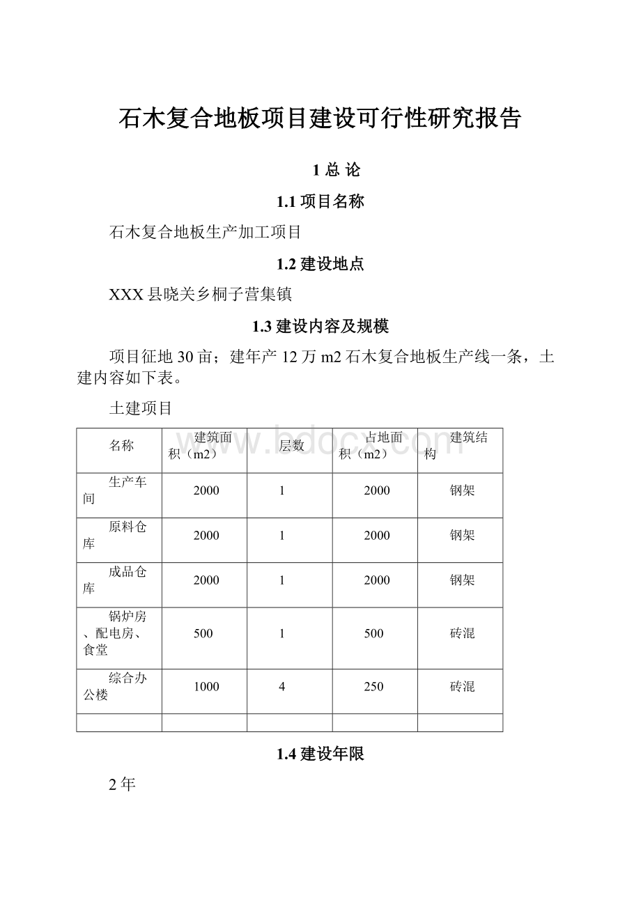 石木复合地板项目建设可行性研究报告.docx_第1页