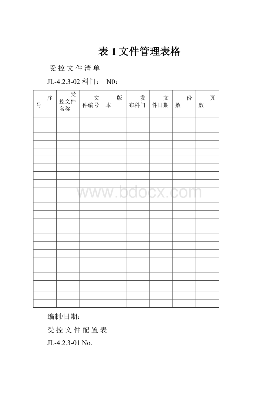 表1文件管理表格Word文档下载推荐.docx