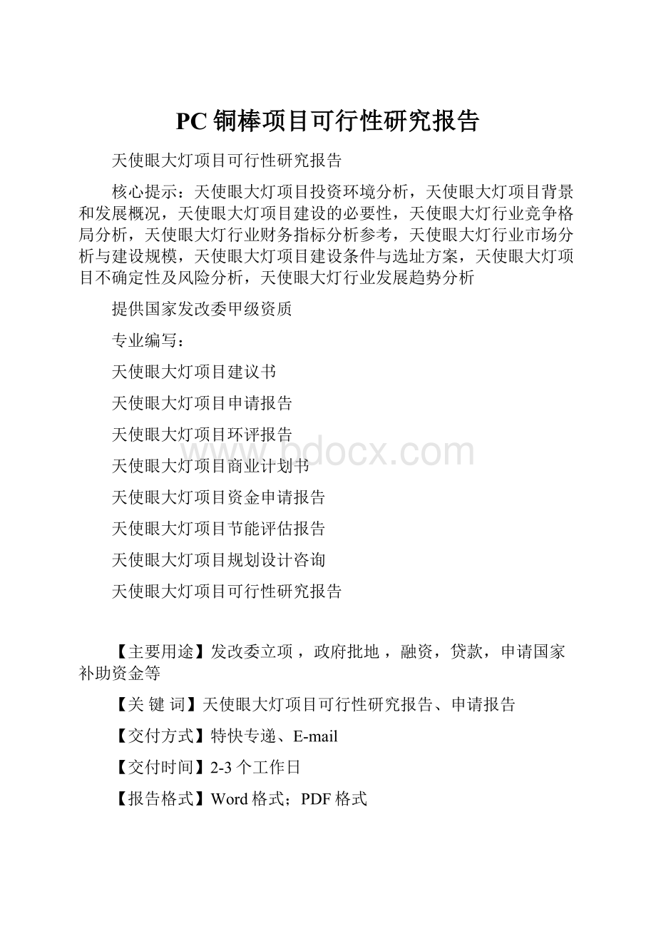 PC铜棒项目可行性研究报告Word格式文档下载.docx_第1页