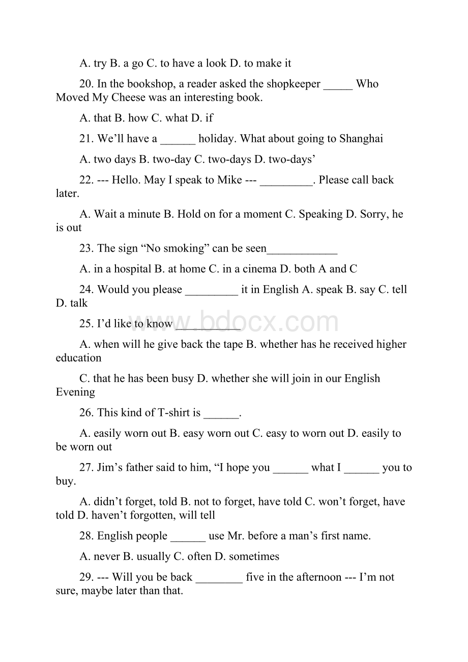 九年级英语单项选择练习题.docx_第3页