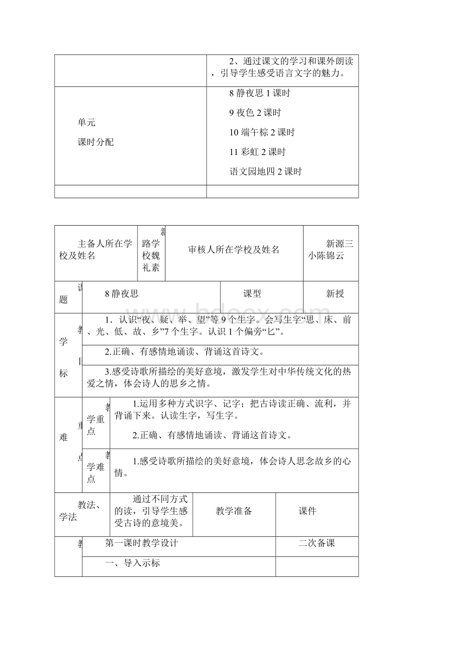 一年级下语文第四单元单元教案Word文件下载.docx_第2页