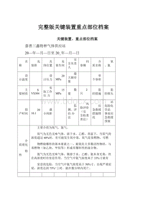 完整版关键装置重点部位档案.docx