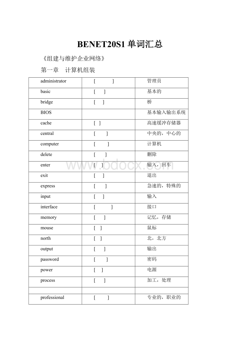 BENET20S1单词汇总Word文档格式.docx