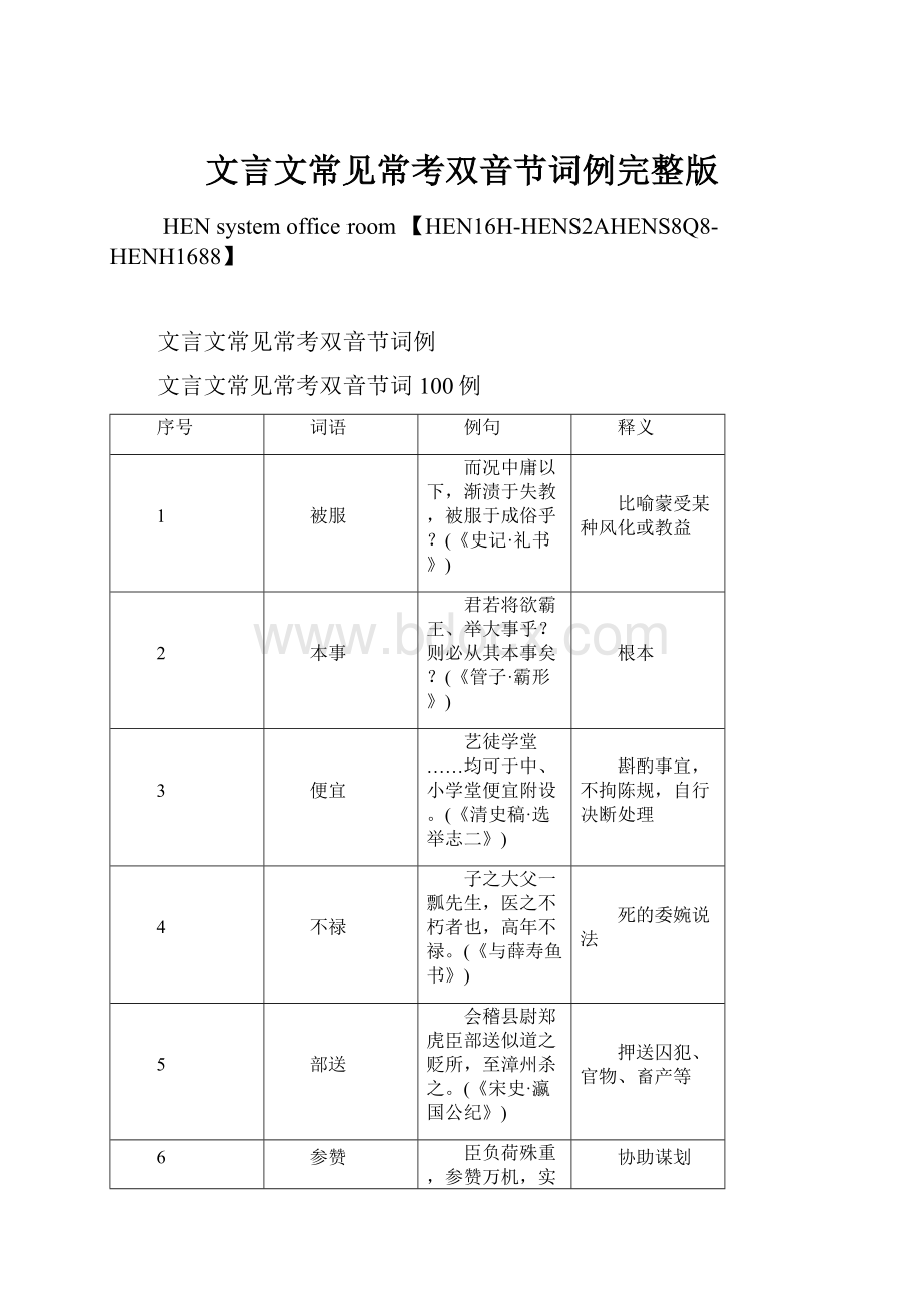 文言文常见常考双音节词例完整版.docx_第1页