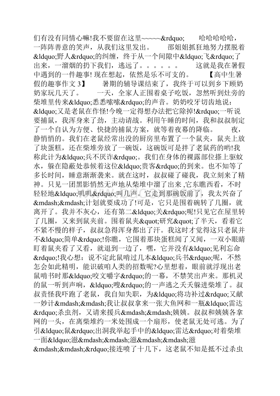 高中生暑假的趣事作文.docx_第3页