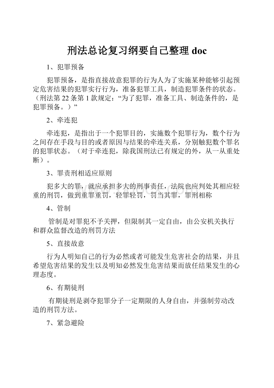 刑法总论复习纲要自己整理docWord文档格式.docx