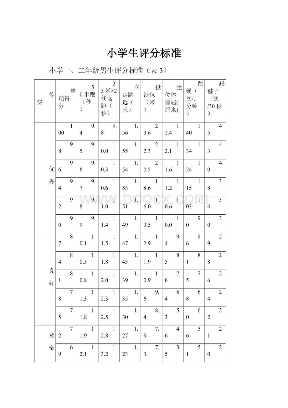 小学生评分标准.docx