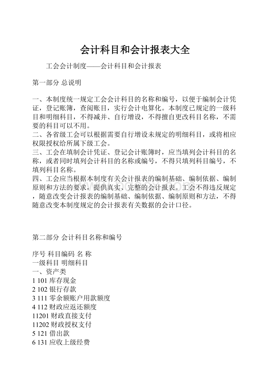 会计科目和会计报表大全Word文件下载.docx