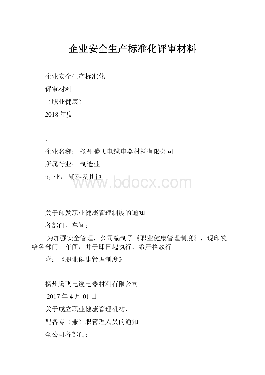 企业安全生产标准化评审材料.docx