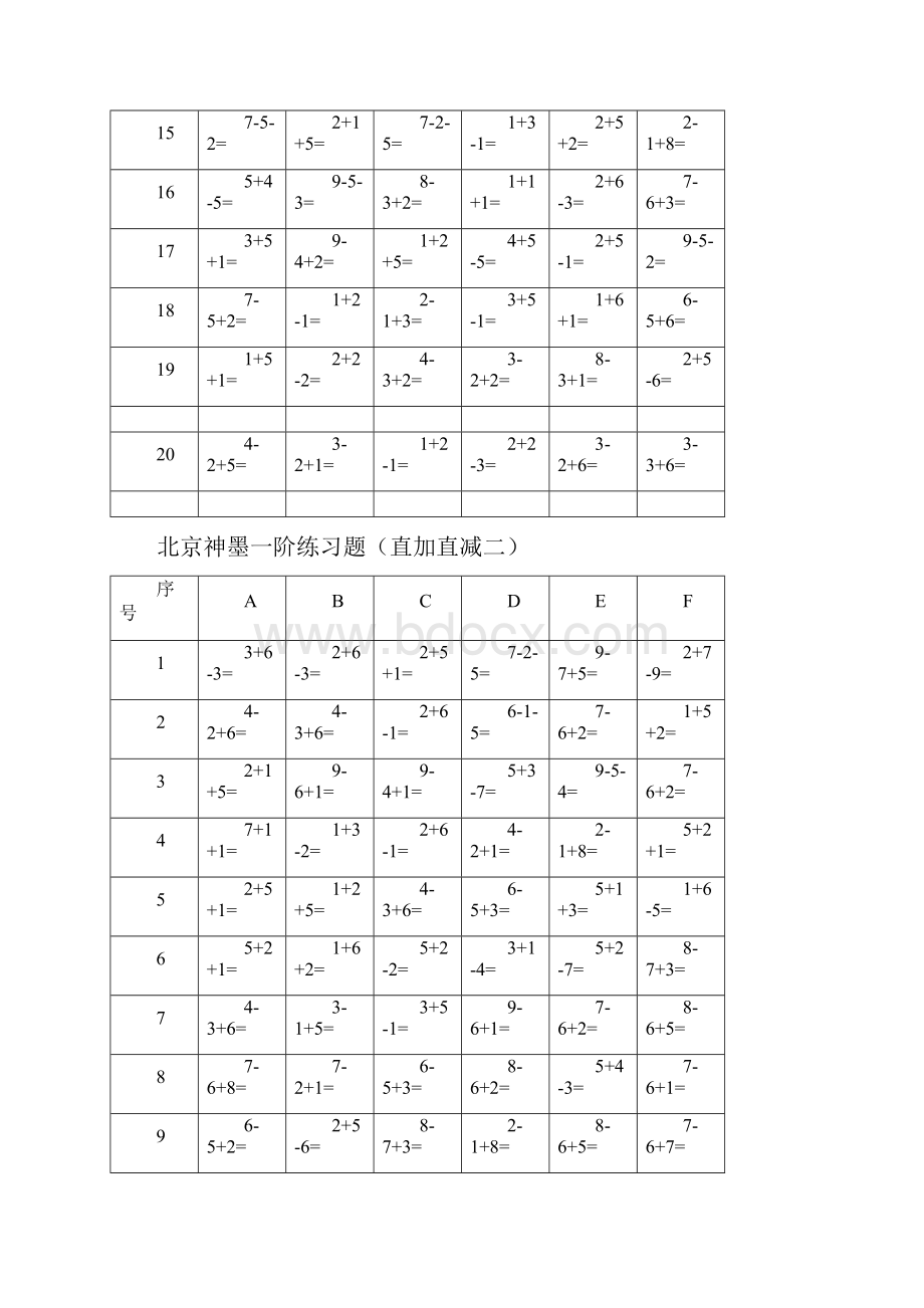 北京神墨一阶测验题直加直减一.docx_第2页