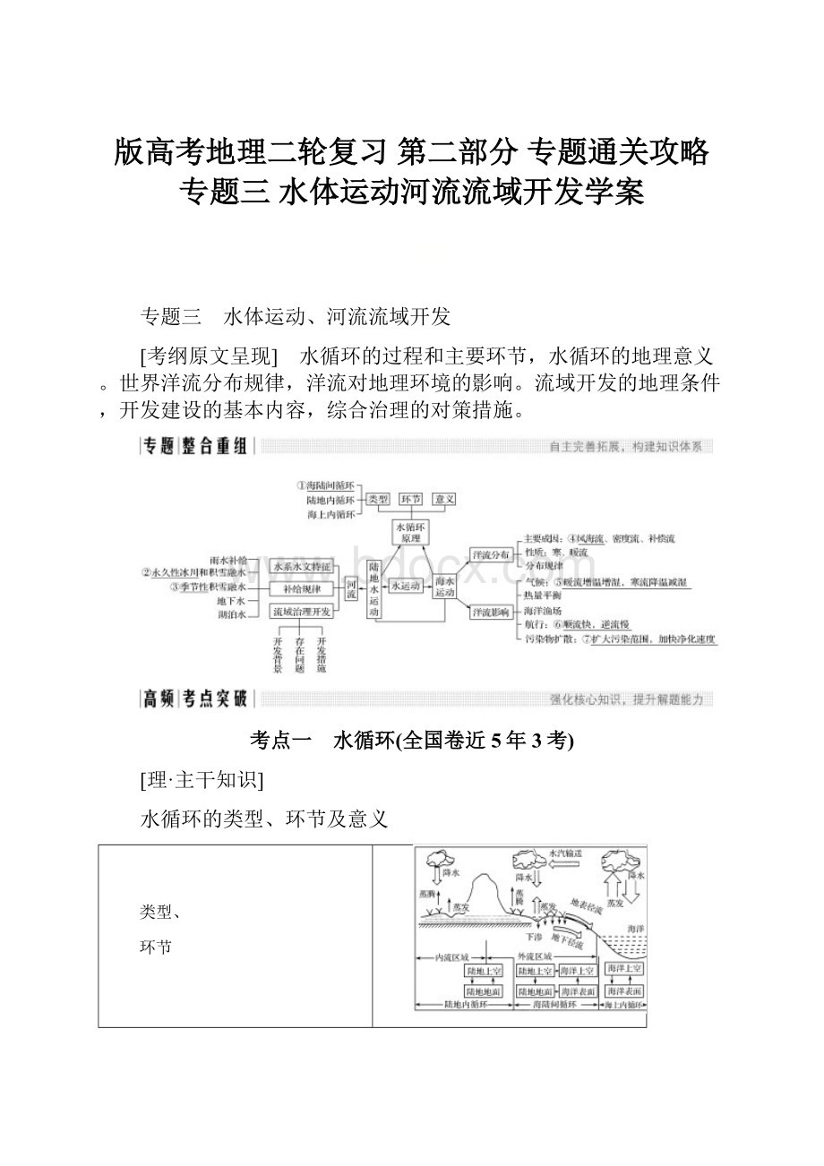 版高考地理二轮复习 第二部分 专题通关攻略 专题三 水体运动河流流域开发学案Word格式.docx_第1页