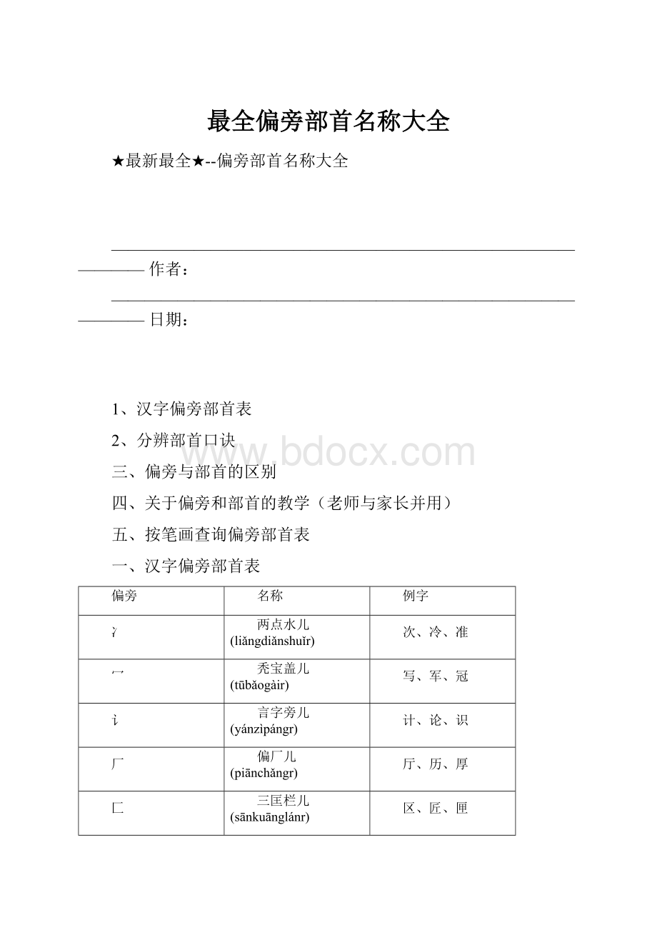 最全偏旁部首名称大全.docx