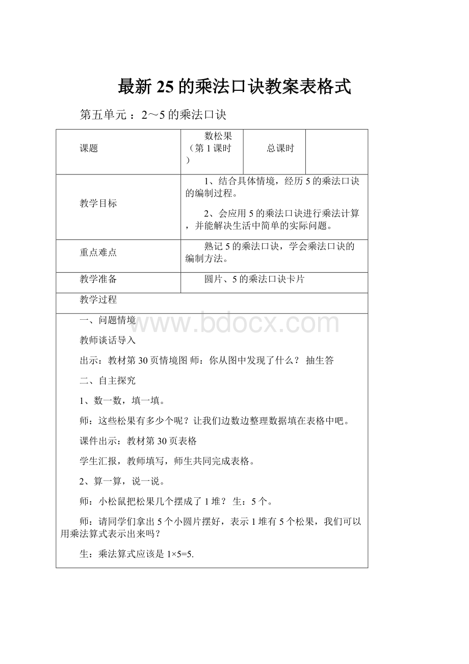 最新25的乘法口诀教案表格式.docx_第1页