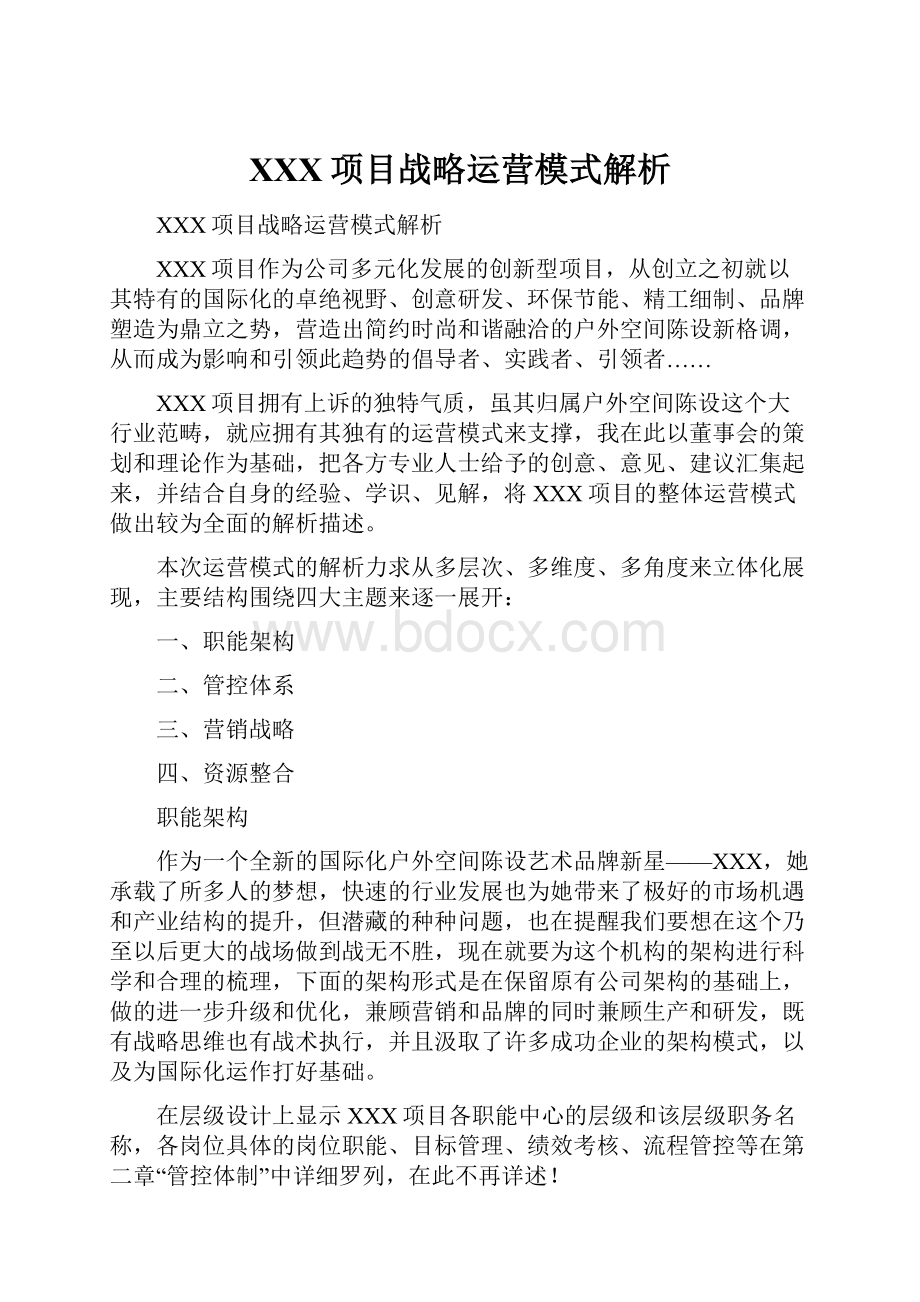 XXX项目战略运营模式解析Word格式文档下载.docx