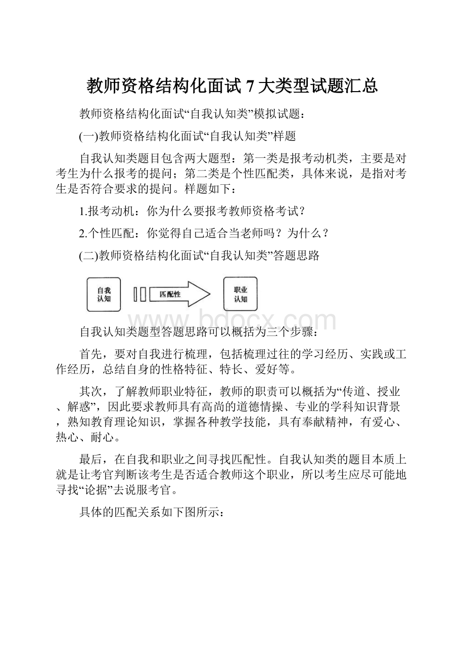 教师资格结构化面试7大类型试题汇总Word格式文档下载.docx_第1页