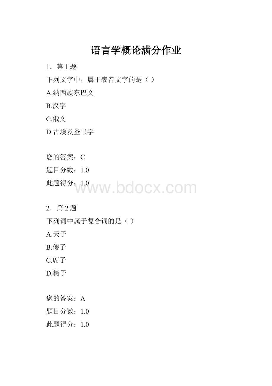 语言学概论满分作业.docx