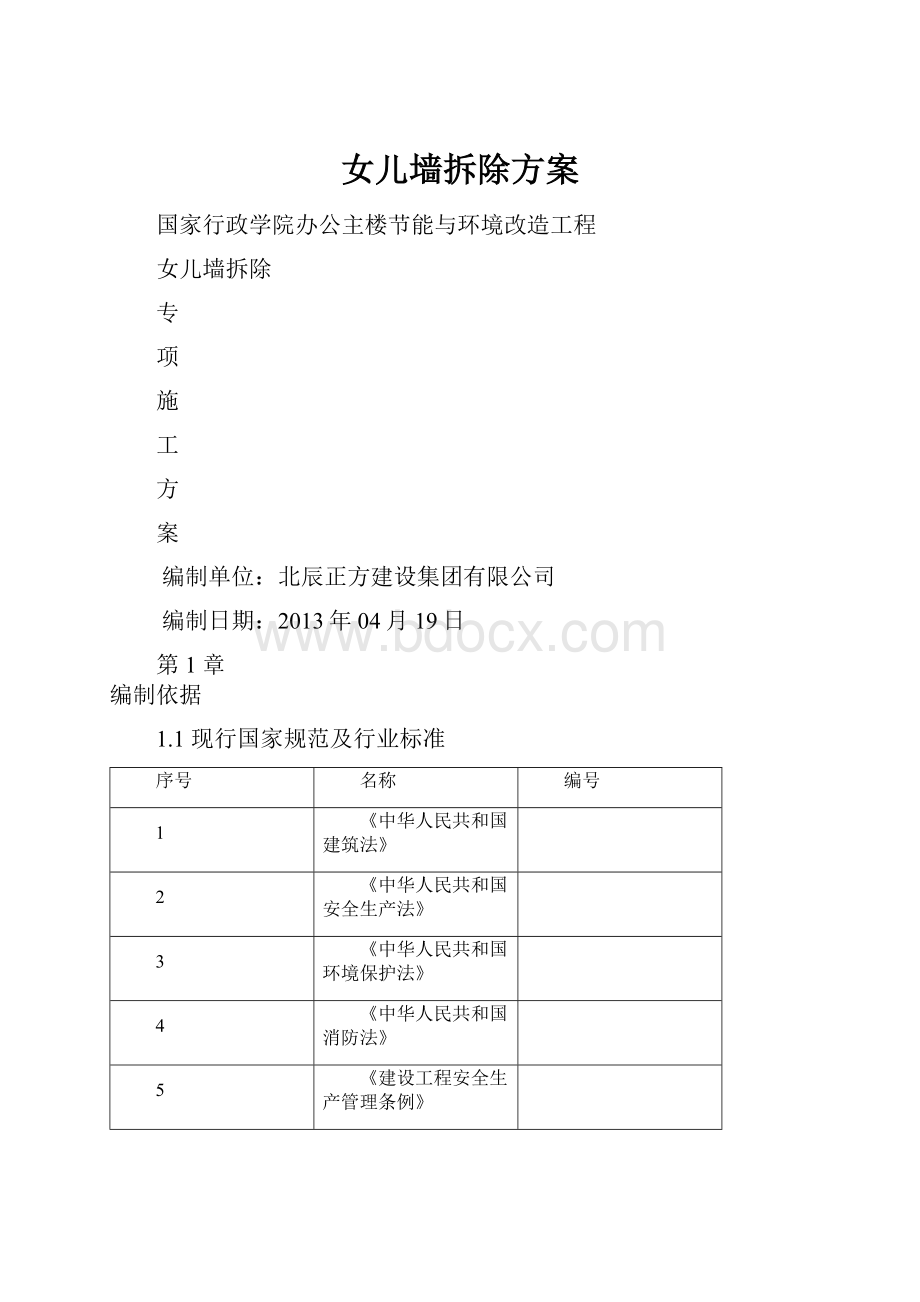 女儿墙拆除方案Word格式.docx_第1页