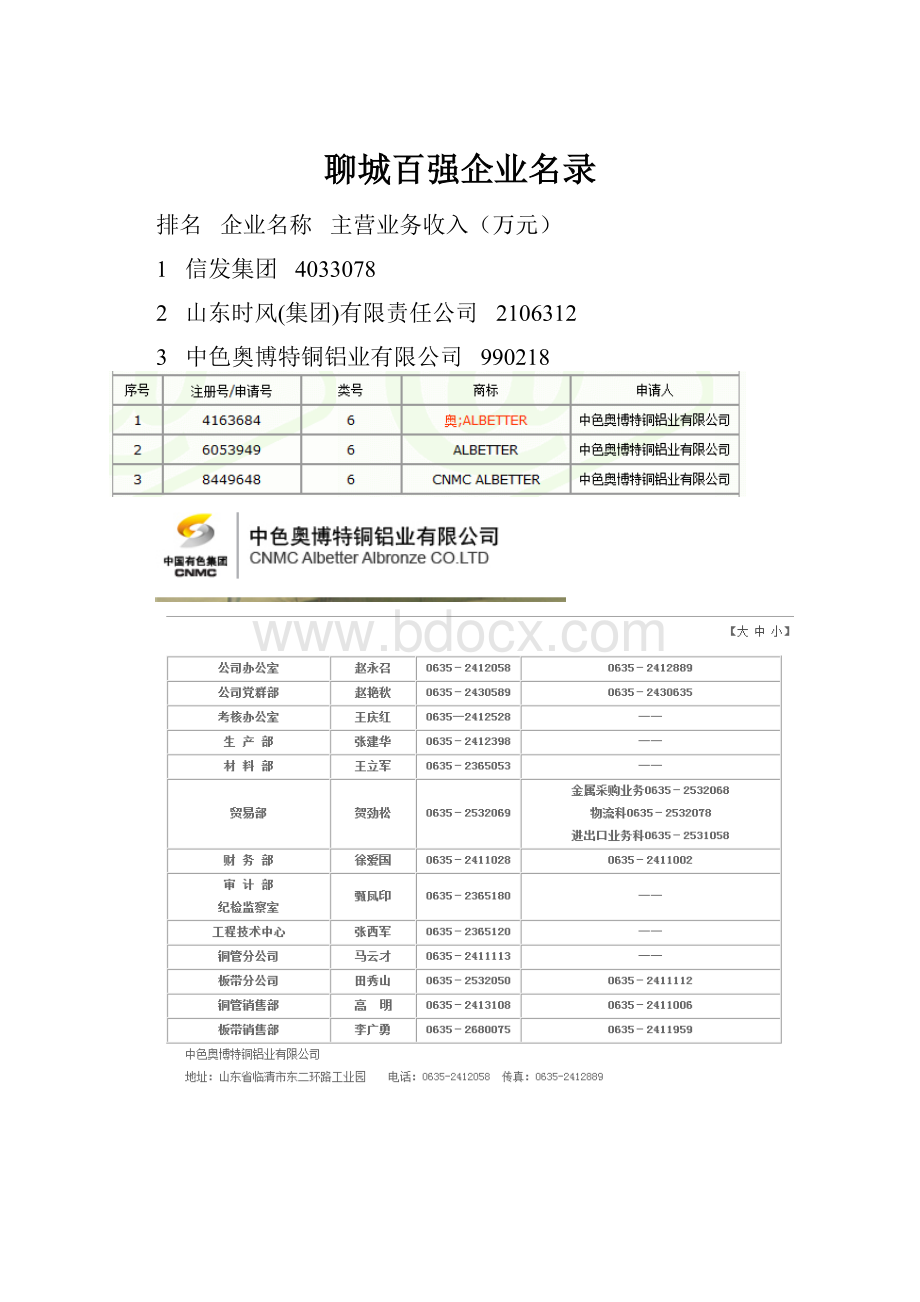 聊城百强企业名录Word文档下载推荐.docx